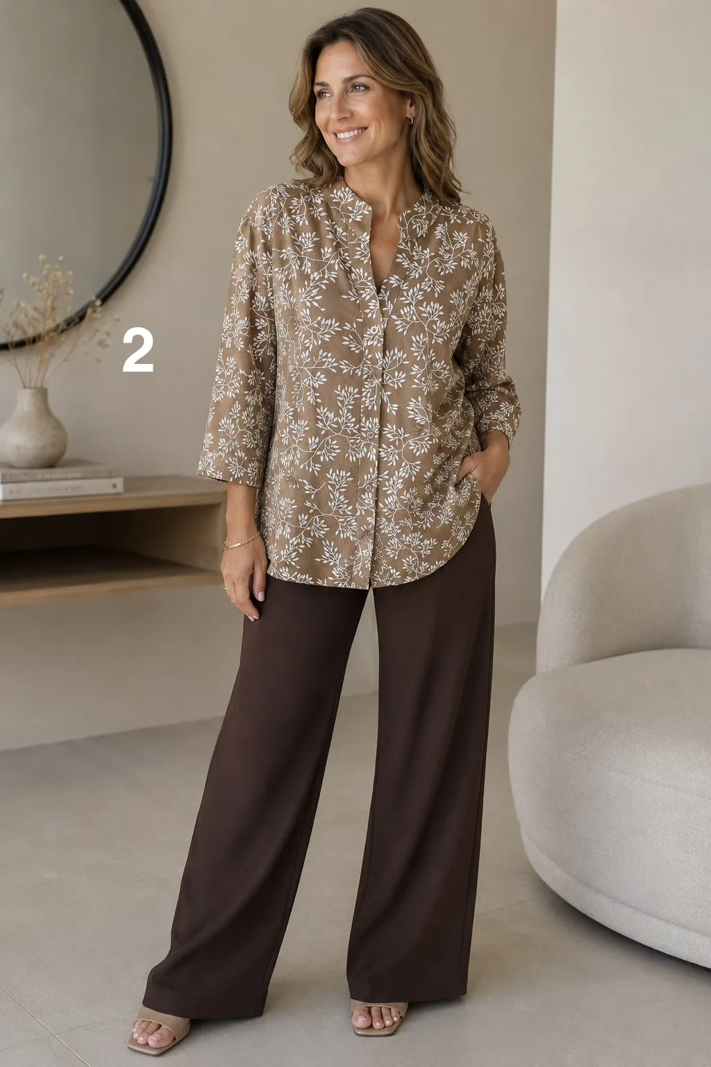 Alternative view of Camisa cuello mao manga 3/4 de cey Brodery estampada DULCE