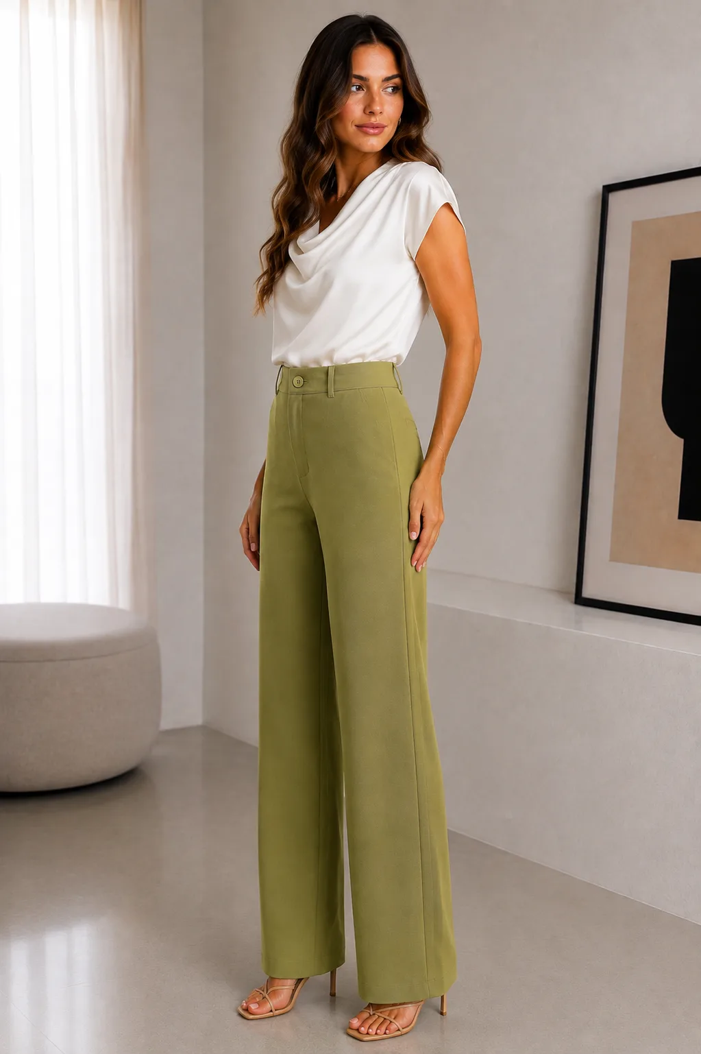Pantalón sastrero nuevo sin bolsillos con pinzas atrás LINDA