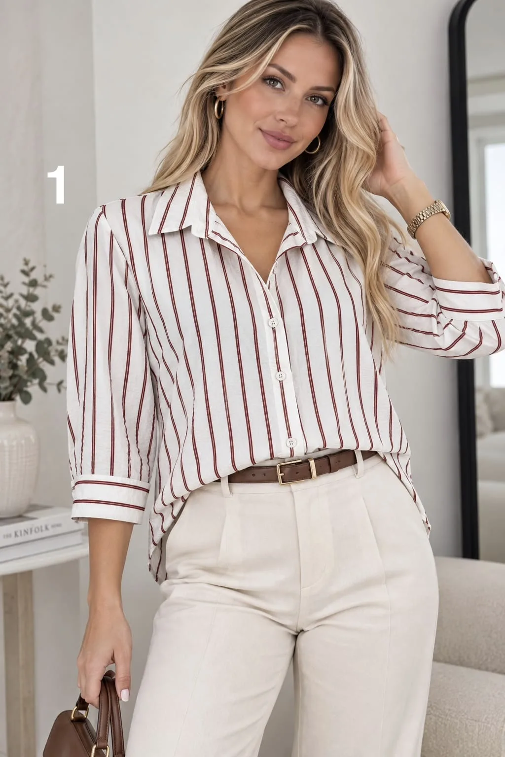 Camisa clásica emilia rayado 3/4 BETUNIA