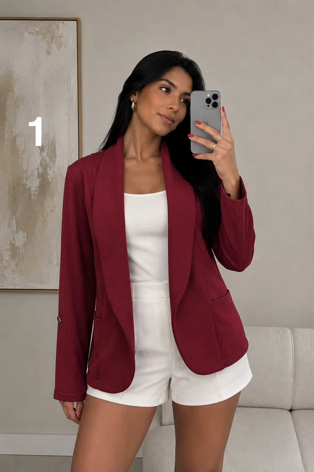 Blazer entallado elastizado de tela ALO RAYÓN SAKURA