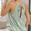 Musculosa con redondo con lazo fino atras de saten liso CHIA - Gaby Chic (foto 2)