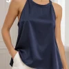Musculosa con redondo con lazo fino atras de saten liso CHIA - Gaby Chic (foto 5)