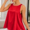 Musculosa amplia cuello redondo de satén liso Premium LUZ - Gaby Chic (foto 3)
