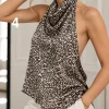 Musculosa con BUCHE de satén estampado Print Premium 2 botones Pie AMI - Gaby Chic (foto 4)