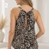 Musculosa cuello redondo con lazo fino atrás de satén estampado Premium KATTE - Gaby Chic (foto 2)