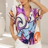 Camisa manga caída satén estampado MILO - Gaby Chic