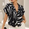 Camisa manga caída satén estampado MILO - Gaby Chic (foto 3)