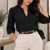 Camisa de cey cuello mao manga 3/4 ALBA - Gaby Chic (foto 2)
