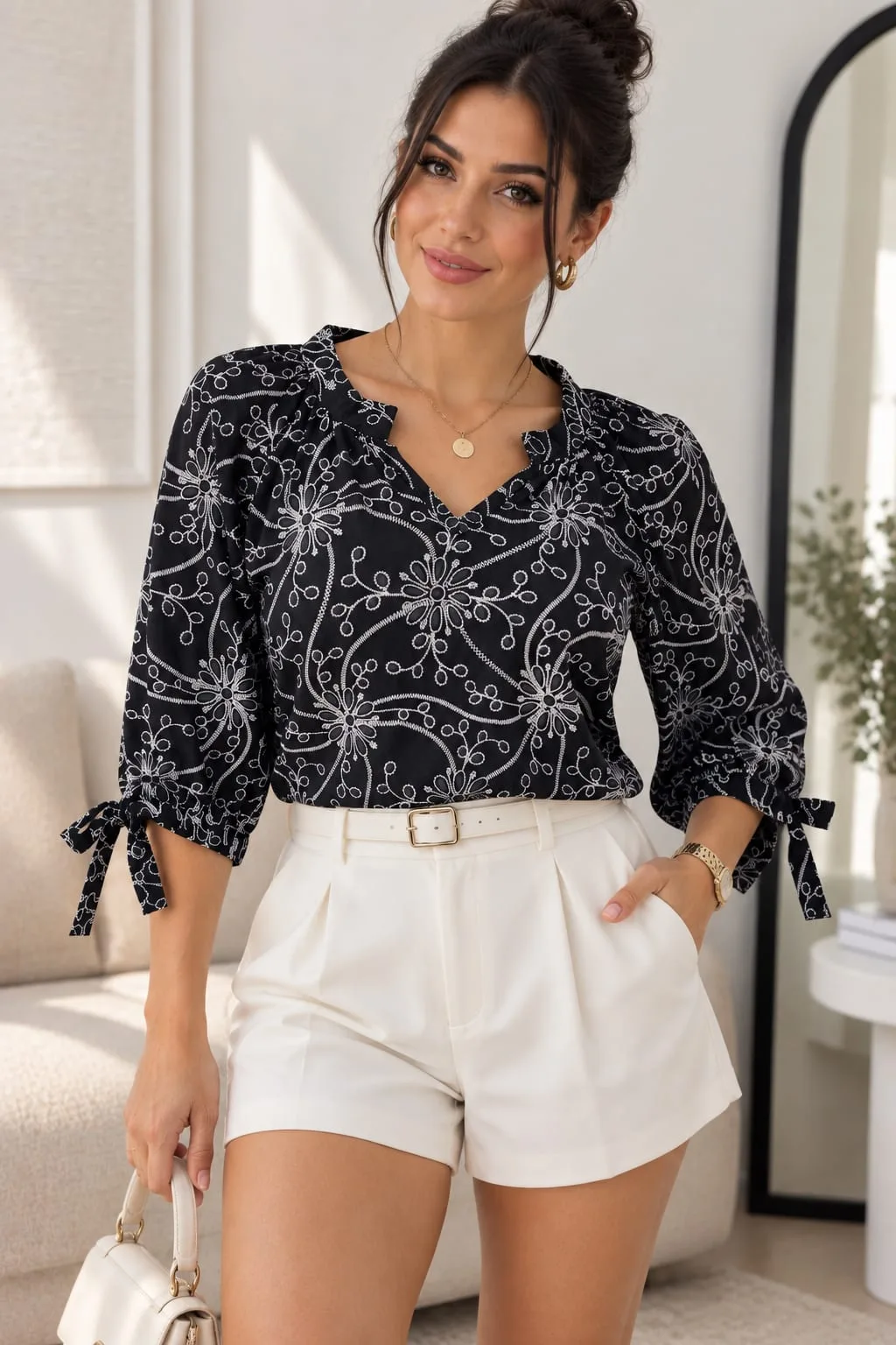Alternative view of Blusa 3/4 con lazos en la manga de cey Puff TIARA