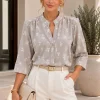 Camisa cuello mao 3/4 de cey Brodery dulce - Gaby Chic (foto 3)