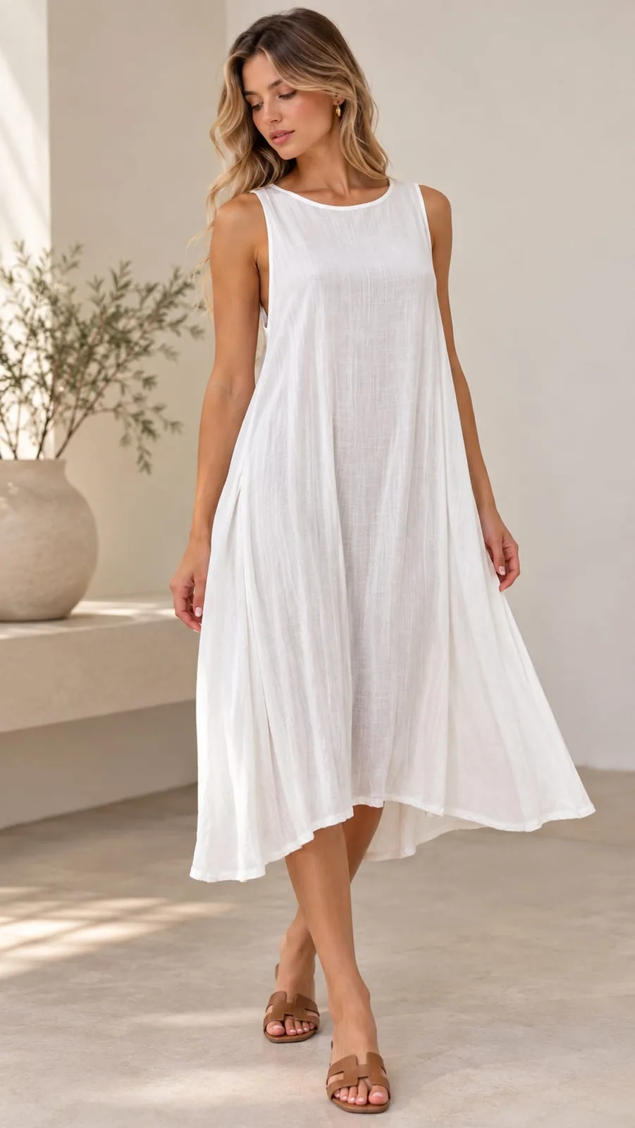 Vestido lino liso NÉLIDA