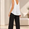 Musculosa amplia en V espejo de satén liso Premium THALY - Gaby Chic (foto 5)