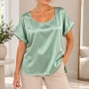 Blusa manga china con tajo a los costados de satén liso Premium DAI - Gaby Chic