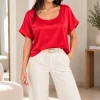 Blusa manga china con tajo a los costados de satén liso Premium DAI - Gaby Chic (foto 6)